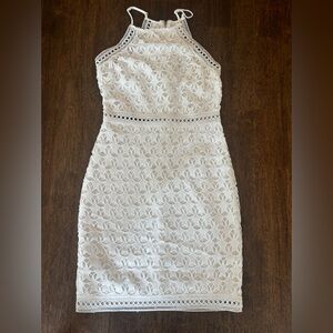 Lulu's White Sheath Mini Dress with Halter Neckline